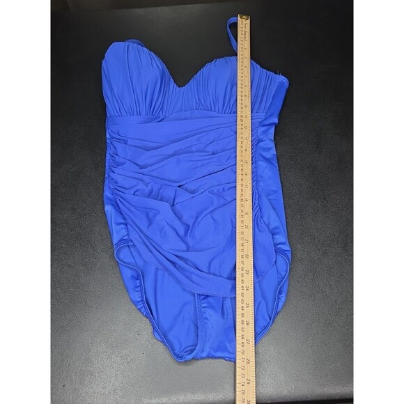 Miraclesuit Women’s One Piece Swimsuit Blue Tank Ruched Padded Size 12 Slimming - Picture 7 of 9